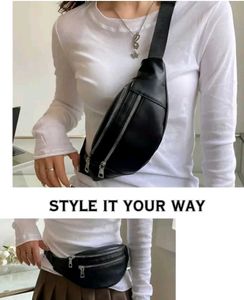 Black Faux Leather Belt Bag