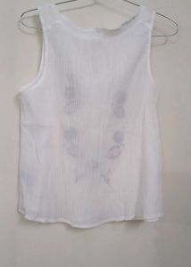 Embroidered White Tank Top