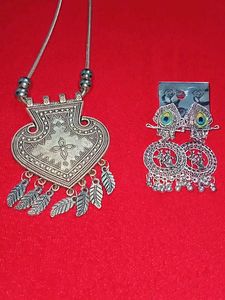 Silver Color Necklace &amp; Earring Set