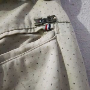 Beige Patterned Pants