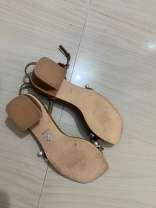 Brown Quilted Pearl Sandals