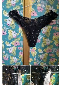 Victoria's Secret Black Lace Thong