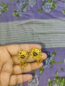 Gold Pendant and Earring Set