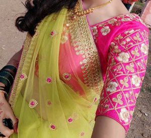 Pink Embroidered Sari Blouse