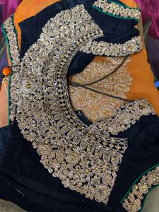Orange Black Saree