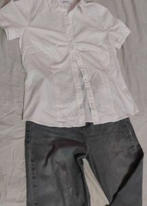 Y2k White Short Sleeve Top
