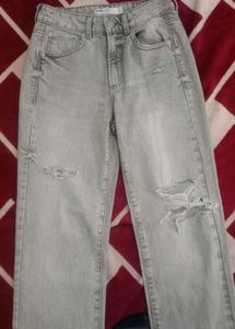Damage Straight Jeans