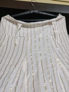 White &amp; Gold Stripe Skirt