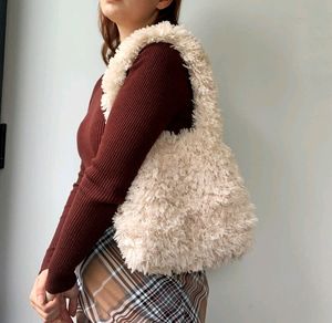 Faux Soft Fur Cream Beige Tote