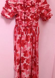 A RED ND PINK COLOUR ONE PIECE LONG DRESS!!!💓💓