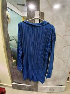 Pleated Navy Blue Shirt