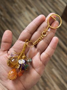 Stones Gold Ring Keychain