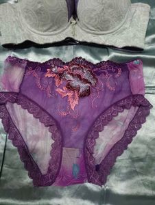Lace Bra &amp; Panty Set - Purple