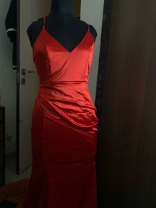 Red Mermaid Backless Gown