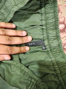 Olive Green Tie-Waist Shorts