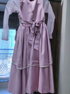 Pink Satin Frock For Girls