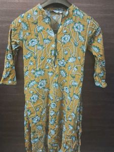 Max Mustard Floral Print Kurta