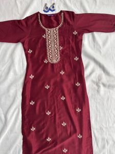 Maroon Embroidered Kurti