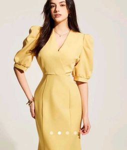 Yellow Puff Sleeve Dress