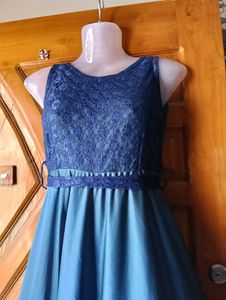 Elegant Blue Lace Top Dress