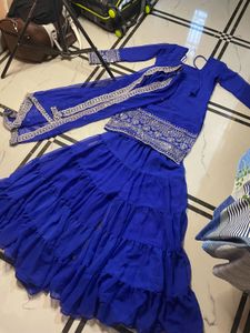 Georgette Embroidery Women Stitched Kurti Sharara
