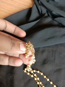 Pearl &amp; Gold Nose Pin With Chain