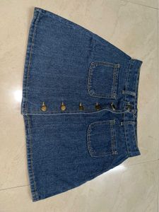 Cute Yellow Top &amp; Denim Skirt Set