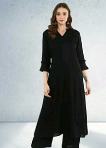IDALIA Elegant Black A- Line Kurta Set