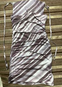 URBANIC Swirl Purple-Grey Tie Knot Dress