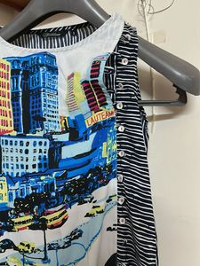 Funky Cityscape Indo Kurti Side Slit