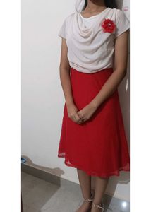 Red Skirt &amp; White Top Set