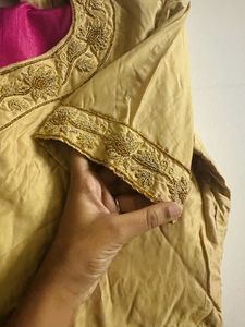 Gold Blouse with Embroidery Detail