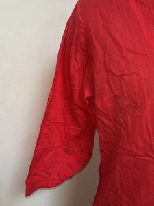 Red Cotton Short Kurti