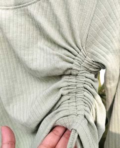 Sage Green Ribbed Long Sleeve Top