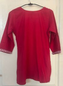 Red Embroidered Kurta