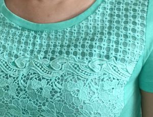 Olivia Lauren Women Green Shiny Lace Casual Top