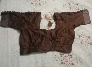 Brown Embroidered Saree With Designer Blouse