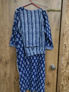 Cotton Blue Kurti Pant