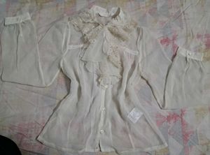 Vintage Cottagecore Lace Ruffle Blouse
