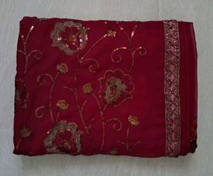New Maroon Saree with Intricate Gold Embroidery✨
