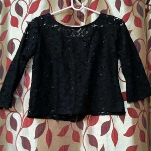 Fancy Black Lace Zip-Up Jacket