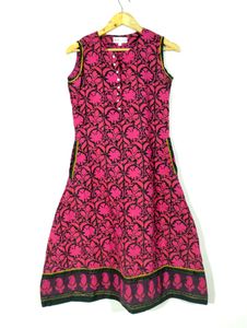Westside Pink &amp; Black Floral Printed Kurti (Women)