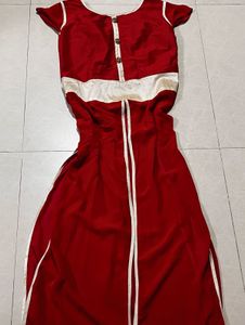 Elegant Red & White Dress