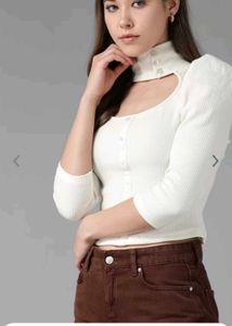 Cutout Ribbed Button-Up Top