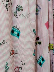 Cute Pink Printed Polyester Fabric – Soft &amp; Light