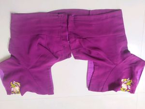 Dark Purple Hand Made Embroidery Saree