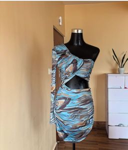 Urbanic Stylish Blue Patterned Mini Dress