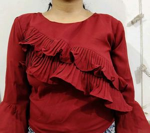 Red Ruffled Top