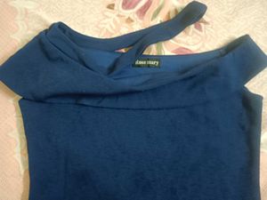 Navy Blue Off-Shoulder Top