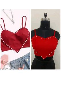 Red Heart Pearl Crop Top